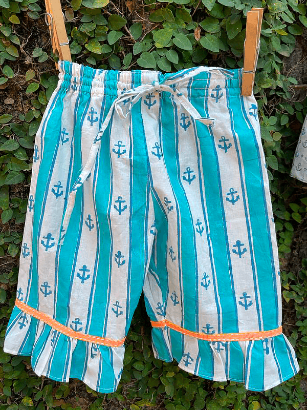 ANCHOR BLUE - LITTLE GIRLS COTTON PYJAMA SET - www.indiancart.com.au - Nightgowns - 5-6 YRS, 7-8 YRS - www.indiancart.com.au