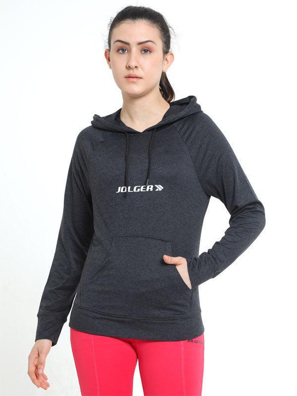 Jolger Active wear Polyester Dark Grey Colour Stretchable Women’s Hoody Jacket - www.indiancart.com.au - Activewear - Jolger - Jolger