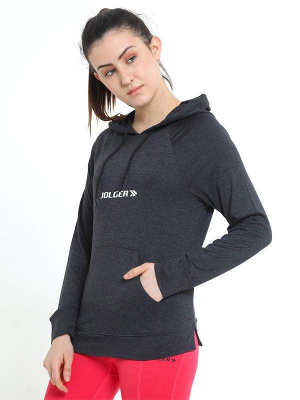 Jolger Active wear Polyester Dark Grey Colour Stretchable Women’s Hoody Jacket - www.indiancart.com.au - Activewear - Jolger - Jolger