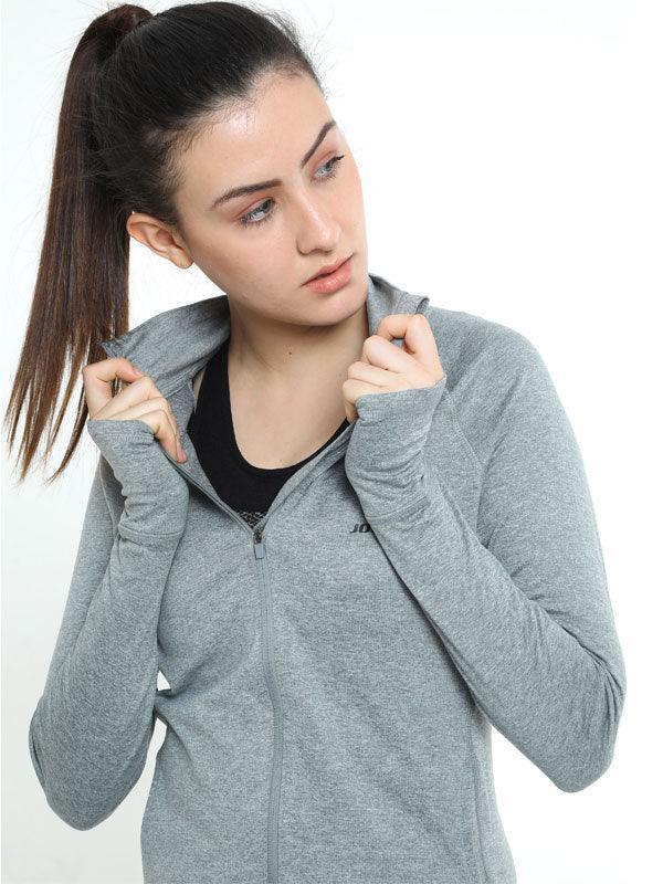 Jolger Active wear Polyester Grey Colour Stretchable Women’s Full Zip Jacket - www.indiancart.com.au - Activewear - Jolger - Jolger