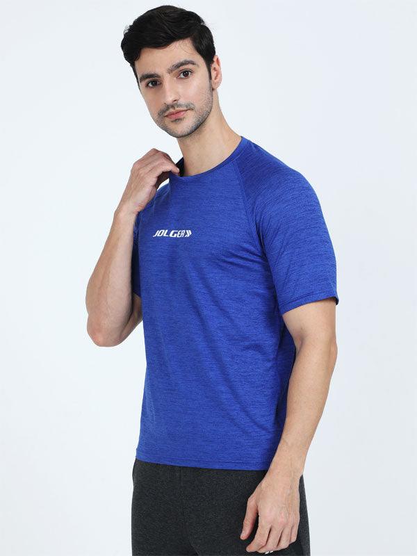 JOLGER Men's Blue Colour Polyester Reglan SLV Crew Neck T-Shirt - www.indiancart.com.au - T-Shirt - Jolger - Jolger