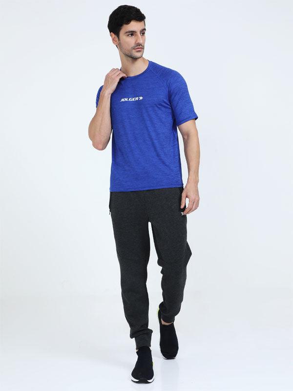 JOLGER Men's Blue Colour Polyester Reglan SLV Crew Neck T-Shirt - www.indiancart.com.au - T-Shirt - Jolger - Jolger