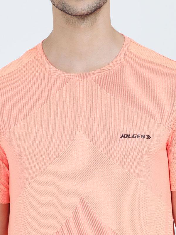 JOLGER Men's Polyester Mesh Light weight Orange Colour 360D Air Flow Crew Neck T -Shirt - www.indiancart.com.au - T-Shirt - Jolger - Jolger