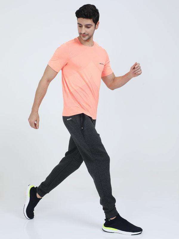 JOLGER Men's Polyester Mesh Light weight Orange Colour 360D Air Flow Crew Neck T -Shirt - www.indiancart.com.au - T-Shirt - Jolger - Jolger