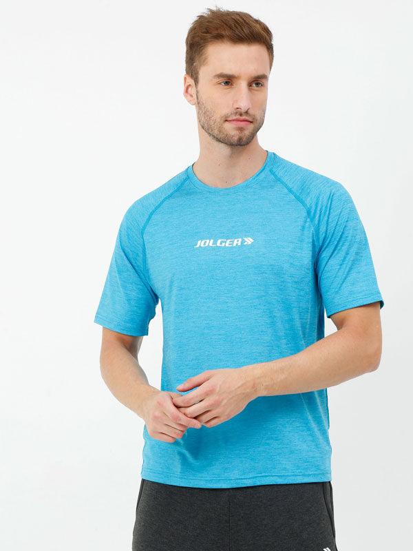 JOLGER Men's Turquoise Blue Colour Polyester Reglan SLV Crew Neck T-Shirt - www.indiancart.com.au - T-Shirt - Jolger - Jolger