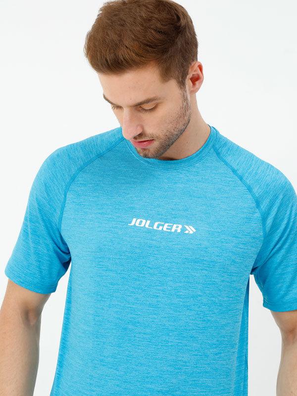 JOLGER Men's Turquoise Blue Colour Polyester Reglan SLV Crew Neck T-Shirt - www.indiancart.com.au - T-Shirt - Jolger - Jolger