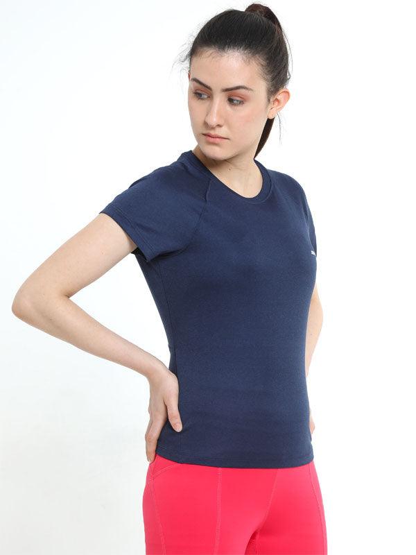 JOLGER Women's Polyester Blue colour Crew Neck T-Shirt with Perforations - www.indiancart.com.au - T-Shirt - Jolger - Jolger