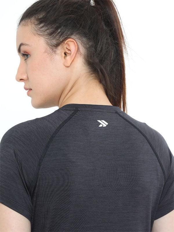 JOLGER Women's Polyester Dark Grey colour Crew Neck T-Shirt -Solid - www.indiancart.com.au - T-Shirt - Jolger - Jolger