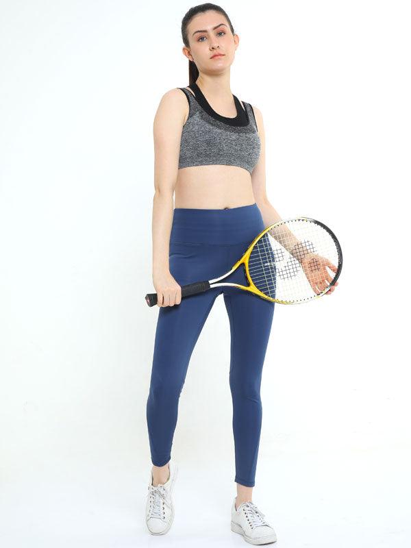 JOLGER Women's Polyester Indigo Blue High Waist Tights/Legging - www.indiancart.com.au - Legging - Jolger - Jolger