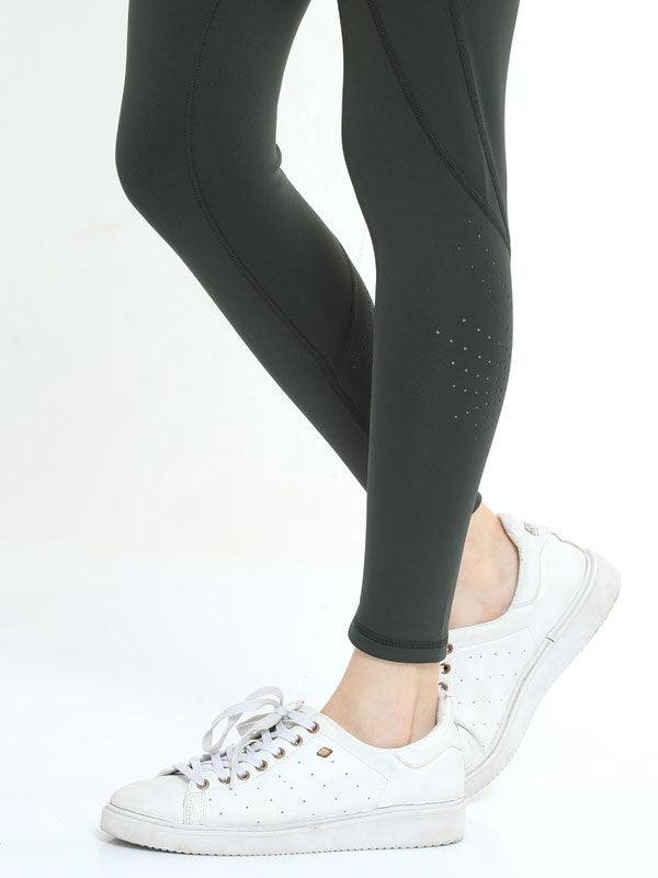 JOLGER Women's Polyester Olive Green Colour Tights/Legging with Perforation - www.indiancart.com.au - Legging - Jolger - Jolger