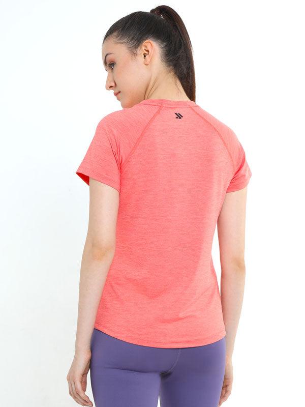 JOLGER Women's Polyester Peach colour Crew Neck T-Shirt -Solid - www.indiancart.com.au - T-Shirt - Jolger - Jolger