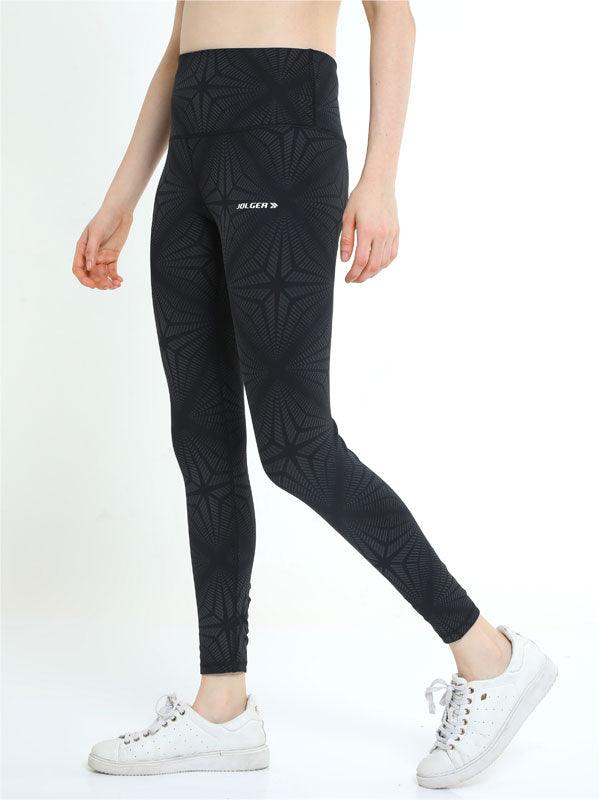 JOLGER Women's Polyester Printed Black colour High Waist Tights/Legging - www.indiancart.com.au - Legging - Jolger - www.indiancart.com.au