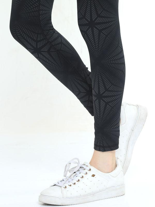 JOLGER Women's Polyester Printed Black colour High Waist Tights/Legging - www.indiancart.com.au - Legging - Jolger - www.indiancart.com.au