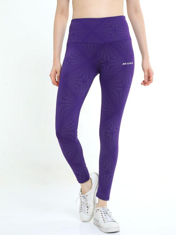 JOLGER Women's Polyester Printed purple colour High Waist Tights/Legging - www.indiancart.com.au - Legging - Jolger - www.indiancart.com.au