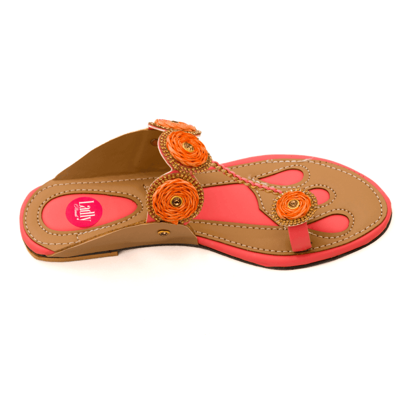 Ladly Indian Kolhapuri Pink colour Chappal for Women, Flat Sandals & Ethnic Slippers for Girls - www.indiancart.com.au - Footwear - - Indian Cart