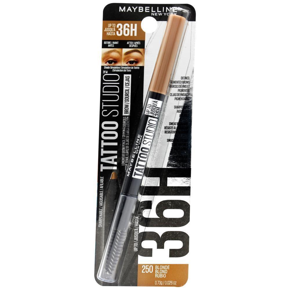 MAYBELLINE 0.73g TATTOO STUDIO LONGWEAR BROW PENCIL 250 BLONDE (CARDED) - www.indiancart.com.au - Eye Liner - Maybelline - Maybelline