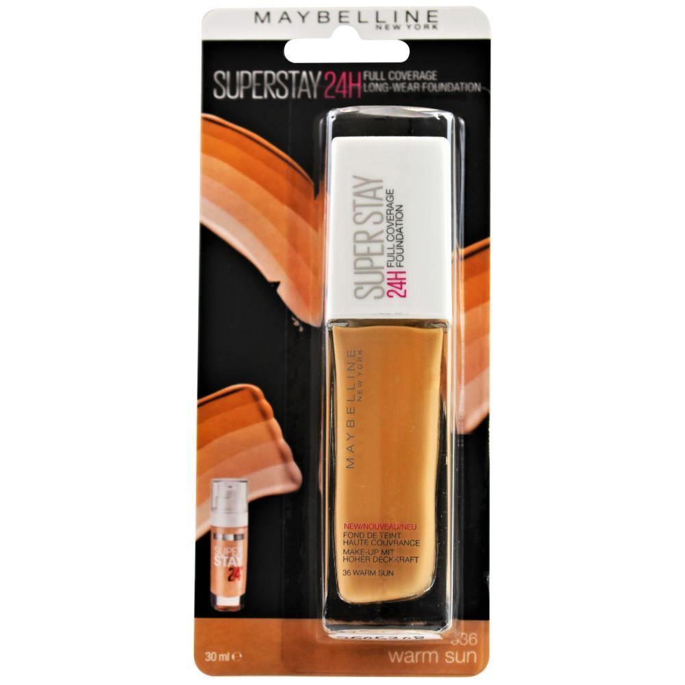MAYBELLINE 30mL SUPERSTAY 24HR FULL COVERAGE FOUNDATION 36 WARM SUN ( CARDED) - www.indiancart.com.au - Foundation - Maybelline - Maybelline