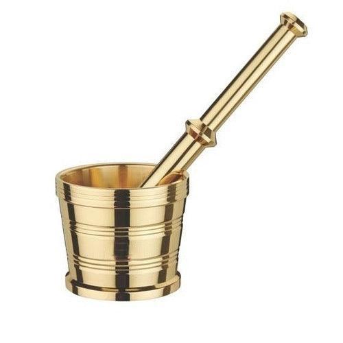 Pure Brass Mortar & Pestle Set Spice Crusher/Ram dasta/Okhli Masher(Idikallu) - www.indiancart.com.au - Kitchen Utensil Sets - - Indian Cart