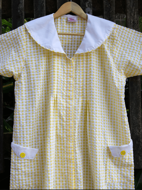 FULL OPEN YELLOW CHECK COLLARED NIGHT WEAR - www.indiancart.com.au - Nightgowns - - www.indiancart.com.au