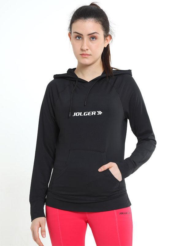 JOLGER Active wear Women's Polyester Black Hoody Jacket -Light weight Mesh Fabric - www.indiancart.com.au - Activewear - Jolger - Jolger