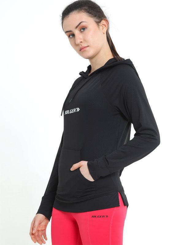 JOLGER Active wear Women's Polyester Black Hoody Jacket -Light weight Mesh Fabric - www.indiancart.com.au - Activewear - Jolger - Jolger