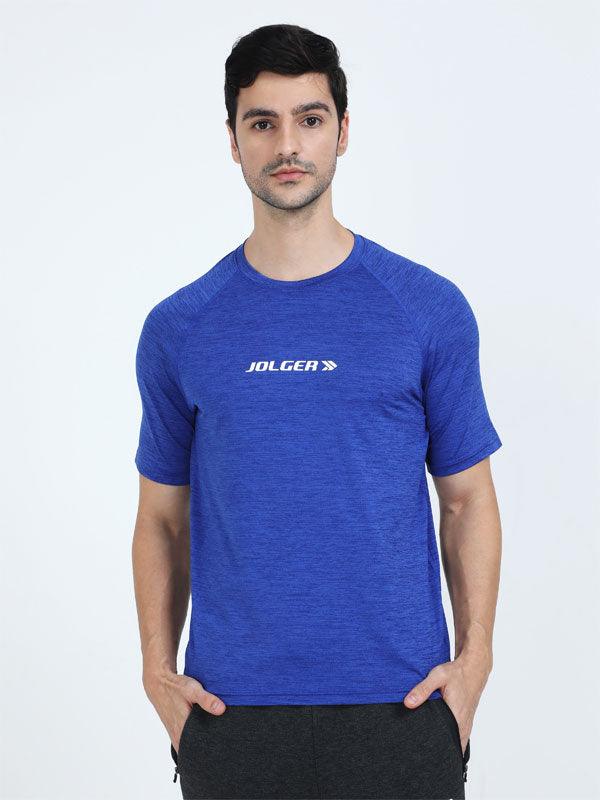 JOLGER Men's Blue Colour Polyester Reglan SLV Crew Neck T-Shirt - www.indiancart.com.au - T-Shirt - Jolger - Jolger