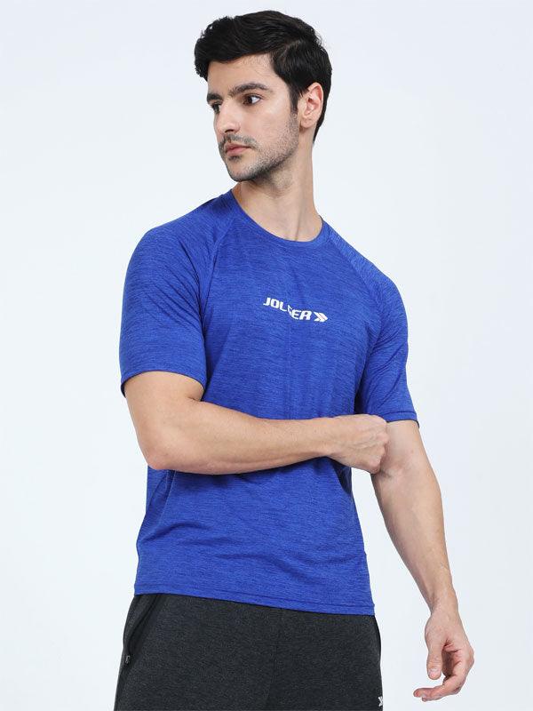 JOLGER Men's Blue Colour Polyester Reglan SLV Crew Neck T-Shirt - www.indiancart.com.au - T-Shirt - Jolger - Jolger