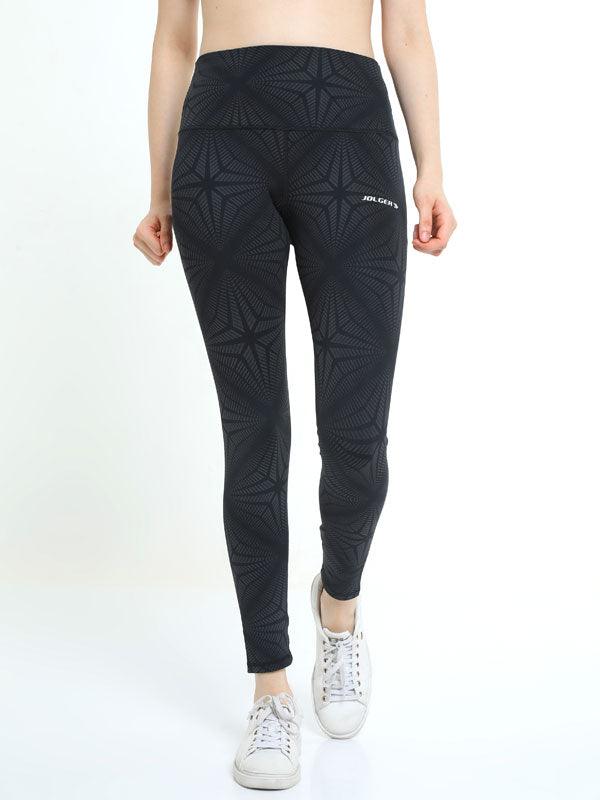 JOLGER Women's Polyester Printed Black colour High Waist Tights/Legging - www.indiancart.com.au - Legging - Jolger - www.indiancart.com.au