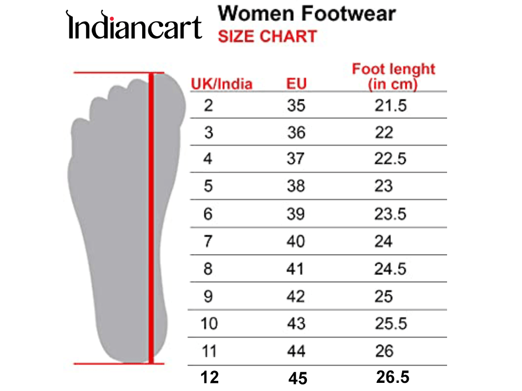 Ladies chappal size chart deals