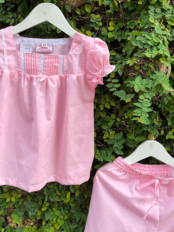 MUMMY AND ME PINK COLOUR PASTEL PYJAMA SET FOR LITTLE GIRLS - www.indiancart.com.au - Nightgowns - - www.indiancart.com.au