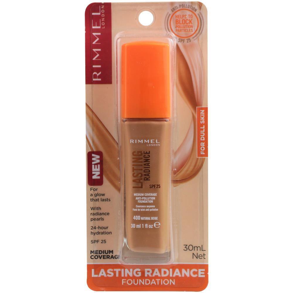 RIMMEL 30mL LASTING RADIANCE FOUNDATION 400 NATURAL BEIGE SPF 25 (CARDED) - www.indiancart.com.au - Foundation - Rimmel - Rimmel