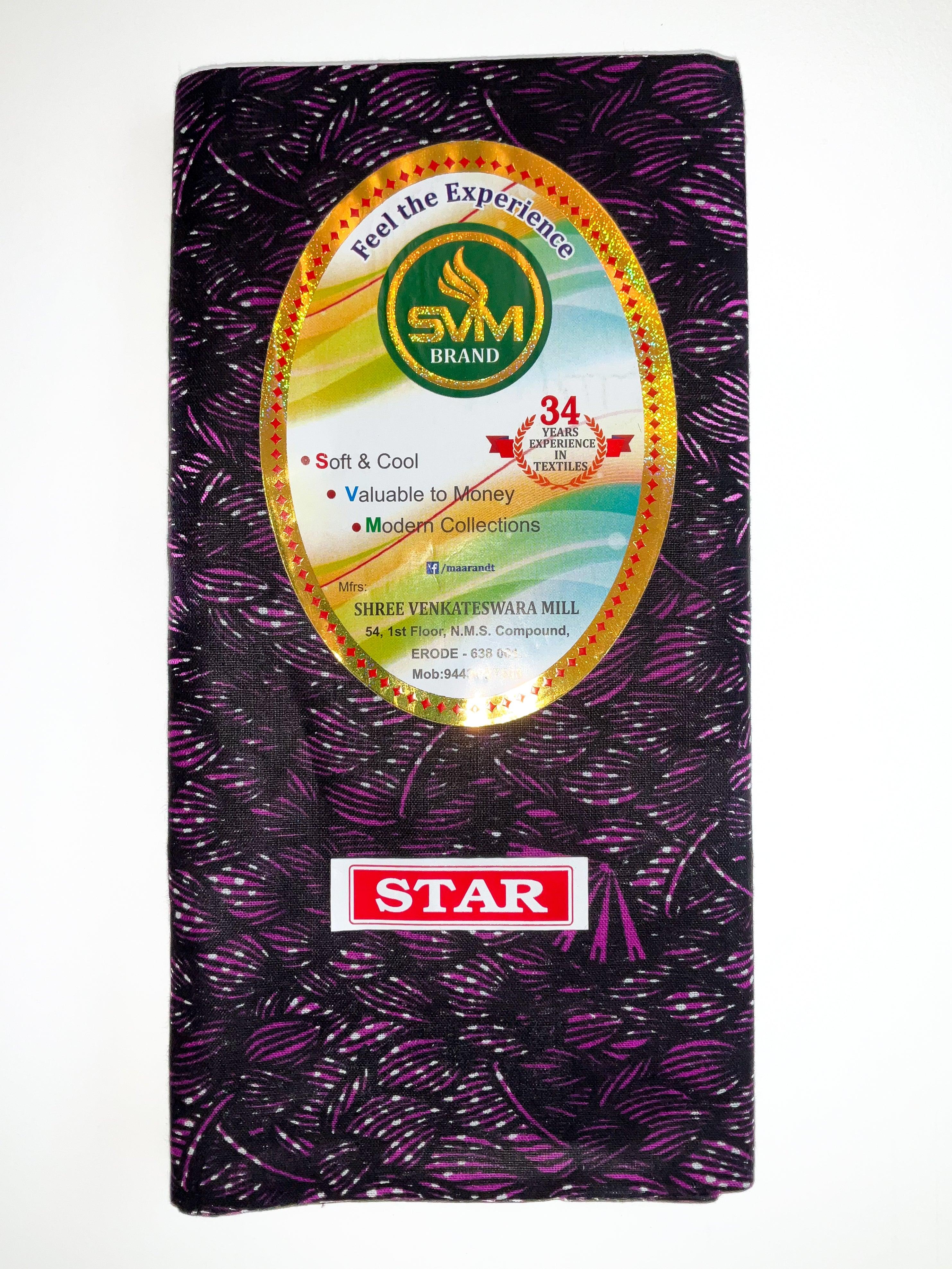 STAR Men’s 100% Cotton Printed Lungi 2m unstitched - www.indiancart.com.au - Lungi - Lungi - Indian Cart
